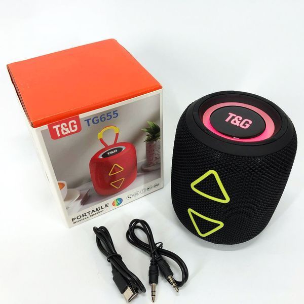 Портативна колонка TG655 5W з RGB підсвічуванням та ремінцем, Bluetooth колонка для вулиці. Колір: чорний 00017235 фото