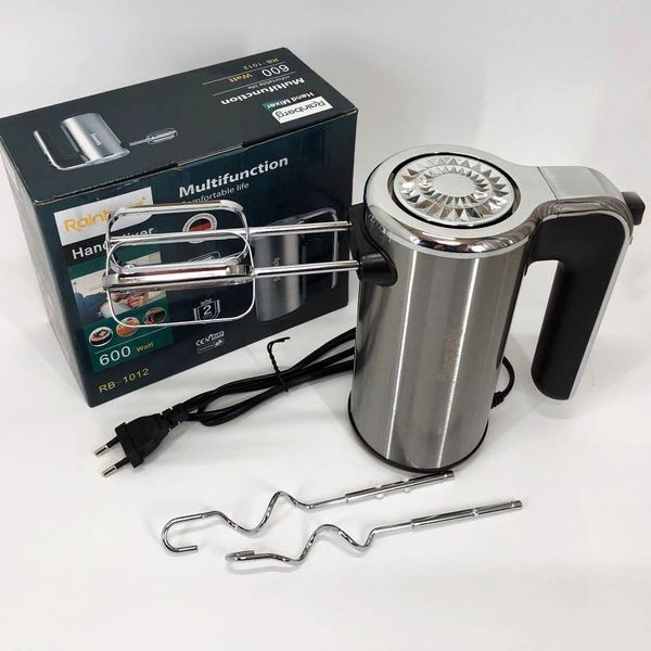 Миксер ручной электрический Rainberg RB-1012 600W Нержавейка, ручной миксер для кухни, мощный миксер 00020326 фото