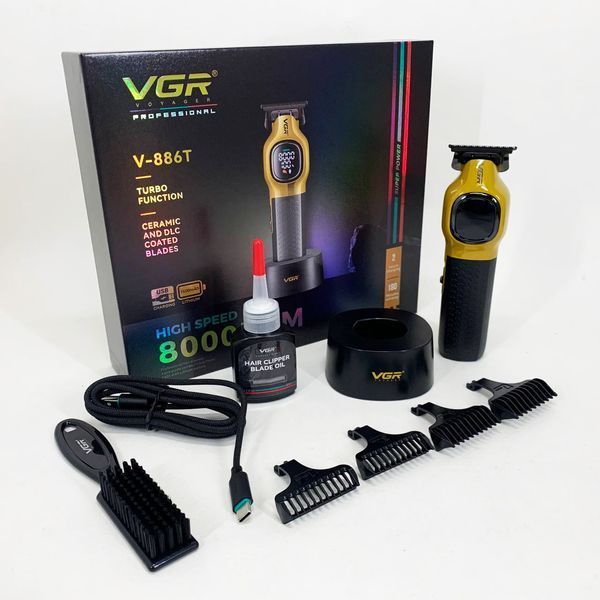 Триммер для стрижки волос VGR V-886T GOLD 8000RPM 4 насадки 00015417 фото