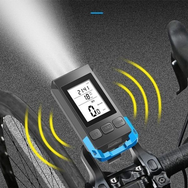 Велофара с компьютером и сигналом MT-088-T6, 450Lum, 18650 (2200mAh), кнопка, Освещение для велосипеда 00016737 фото