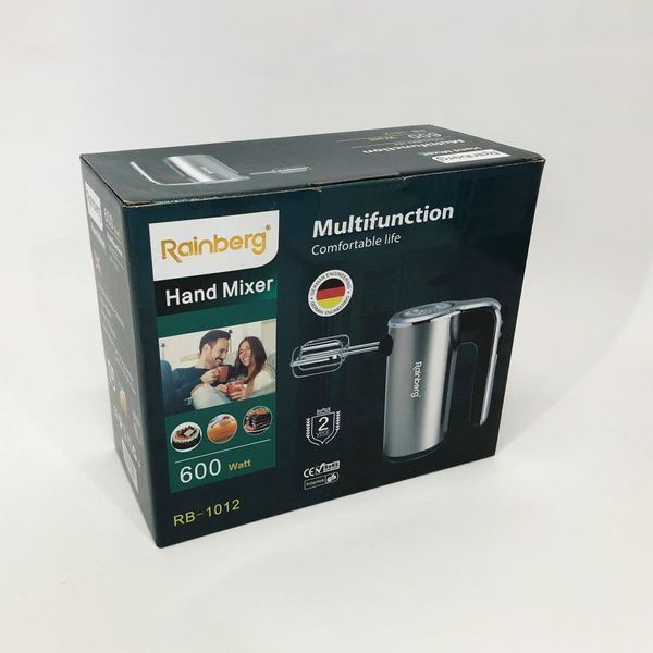 Миксер ручной электрический Rainberg RB-1012 600W Нержавейка, ручной миксер для кухни, мощный миксер 00020326 фото