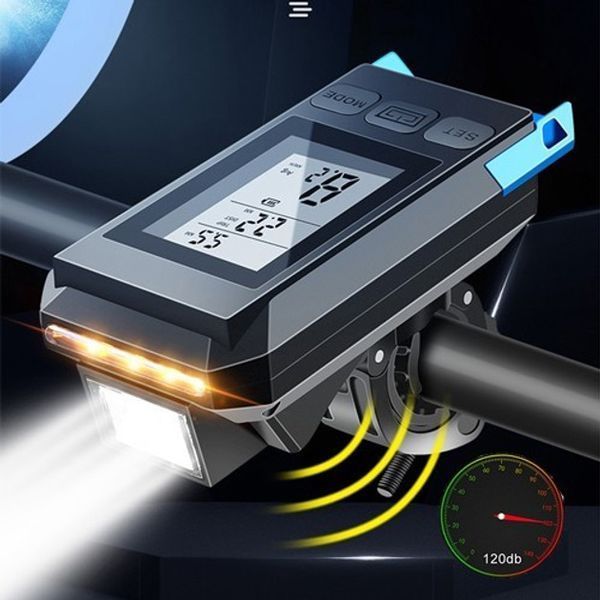 Велофара с компьютером и сигналом MT-088-T6, 450Lum, 18650 (2200mAh), кнопка, Освещение для велосипеда 00016737 фото