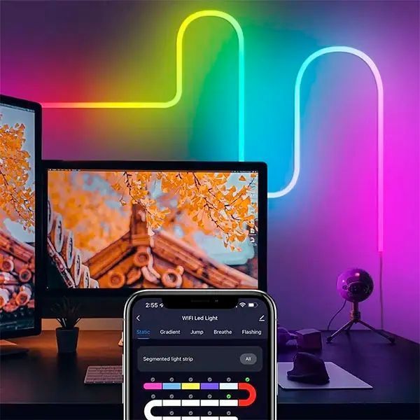 Умная гибкая LED Neon RGB лента-шланг 5 метров от USB управление режимами с телефона,Bluetooth приложение,пульт 00024734 фото