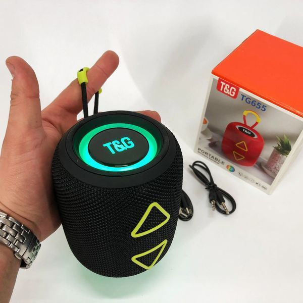 Портативна колонка TG655 5W з RGB підсвічуванням та ремінцем, Bluetooth колонка для вулиці. Колір: чорний 00017235 фото