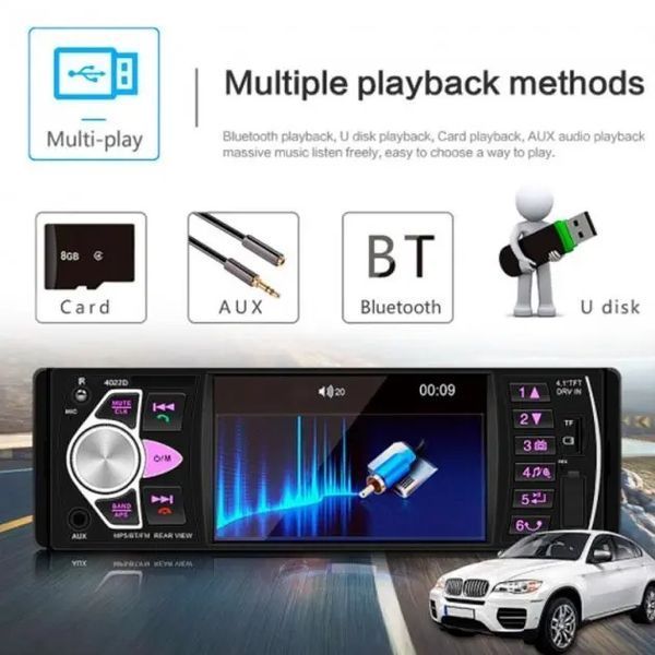 Автомобільна Bluetooth магнітола PI 4023 BT з пультом на кермо та великим екраном 00016851 фото