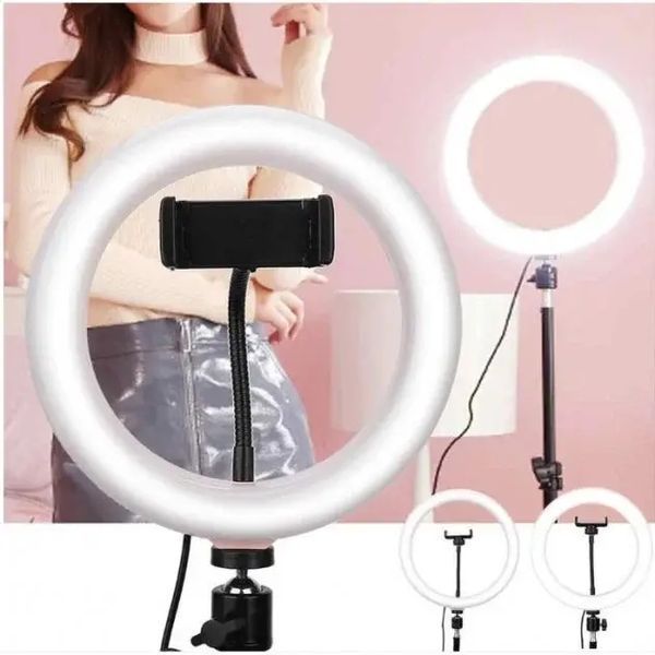 Кільцева LED лампа YQ-320B (30см) з утримувачем телефону для бьюті селфі зйомки Ring Light 00023747 фото