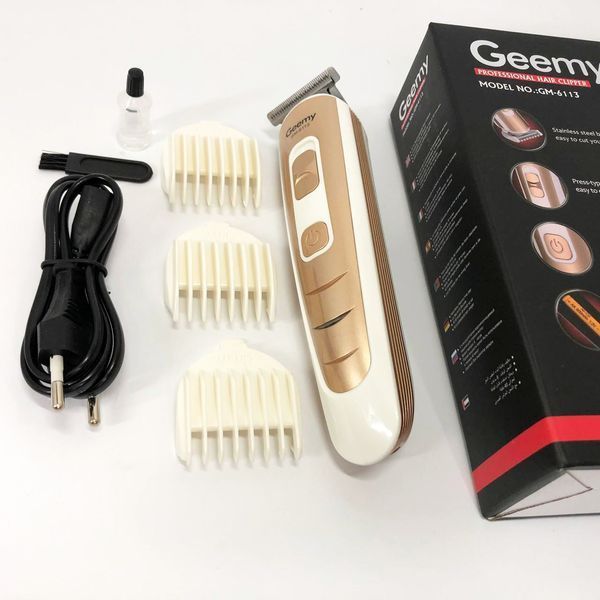 Машинка для стрижки волосся Gemei GM-6113 акумуляторна, чоловіча машинка для гоління. Колір: золотий 00014325 фото