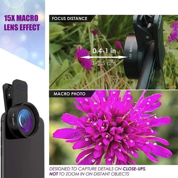 Макролинза для телефона, объектив для телефона, линза 2 объектива 0.45 lens AND HA-55 00023798 фото