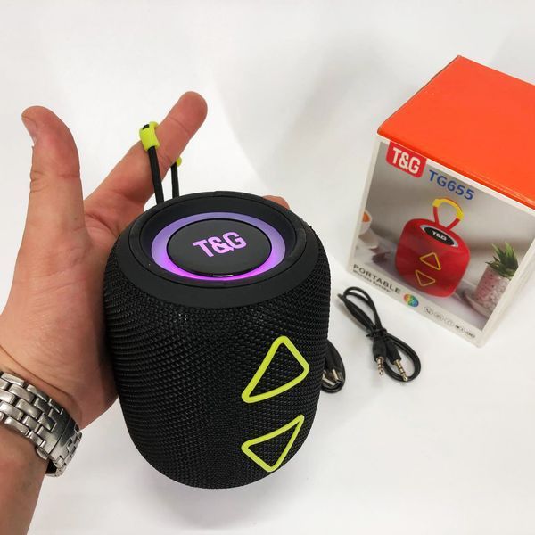 Портативна колонка TG655 5W з RGB підсвічуванням та ремінцем, Bluetooth колонка для вулиці. Колір: чорний 00017235 фото