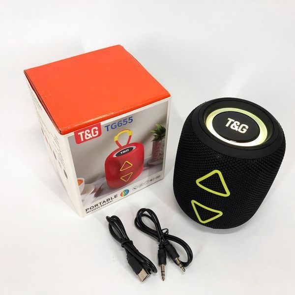 Портативна колонка TG655 5W з RGB підсвічуванням та ремінцем, Bluetooth колонка для вулиці. Колір: чорний 00017235 фото