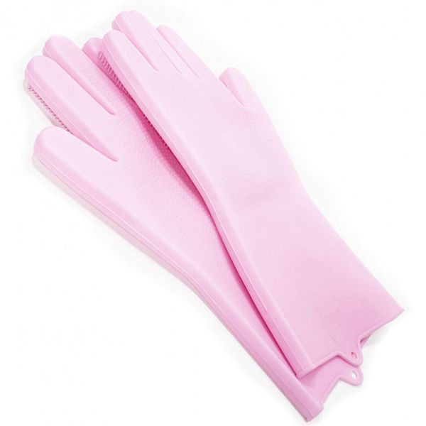 Силіконові рукавички Magic Silicone Gloves Pink для прибирання чистки миття посуду для будинку. Колір рожевий 00018715 фото