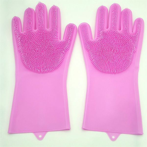 Силіконові рукавички Magic Silicone Gloves Pink для прибирання чистки миття посуду для будинку. Колір рожевий 00018715 фото