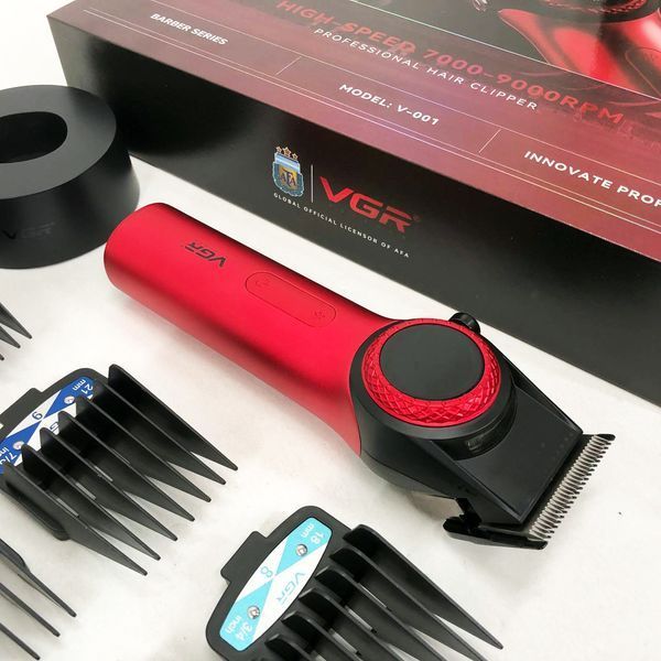 Профессиональная машинка для стрижки волос VGR V-001 RED с дисплеем 9000 об и 10 насадками (1,5-24 мм) 00014825 фото