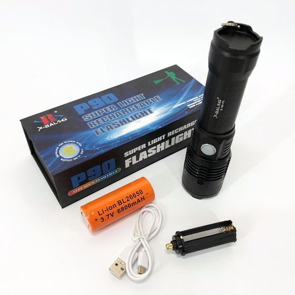 Ліхтар акумуляторний X-Balog BL-B88-P90, яскравий ліхтарик, якісний ліхтарик, потужний ручний ліхтарик 00022854 фото