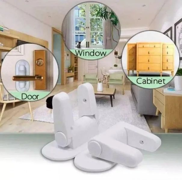Детский замок блокиратор на дверные и оконные ручки защелка Door Lever Lock ограничитель открывания дверей 00016543 фото