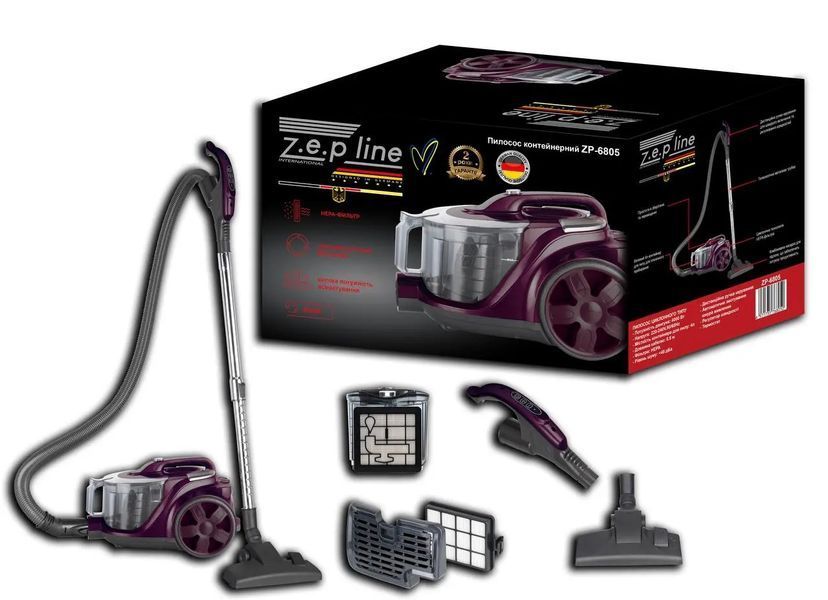 Пилосос контейнерний 4л Zepline ZP-6805 бузковий 00020856 фото