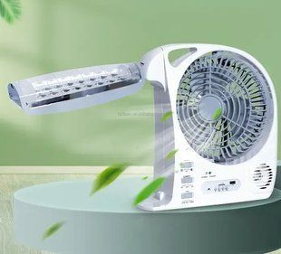 Вентилятор портативный (GD-8028/N283) 6в1 (8", LED лампа, радио, солнечная панель, 2 скорости, 10Вт, Bluetooth, USB, 3.2V/5500 мАч) 00018523 фото