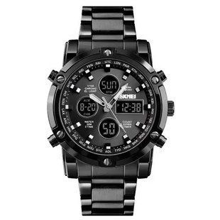 Часы наручные мужские SKMEI 1389BK BLACK, водонепроницаемые мужские часы. Цвет: черный 00022036 фото