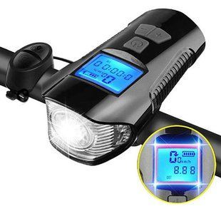 Велофара з комп'ютером та сигналом Waterproof XA-585-T6+2LED з виносною кнопкою, Фара велофара 00016738 фото