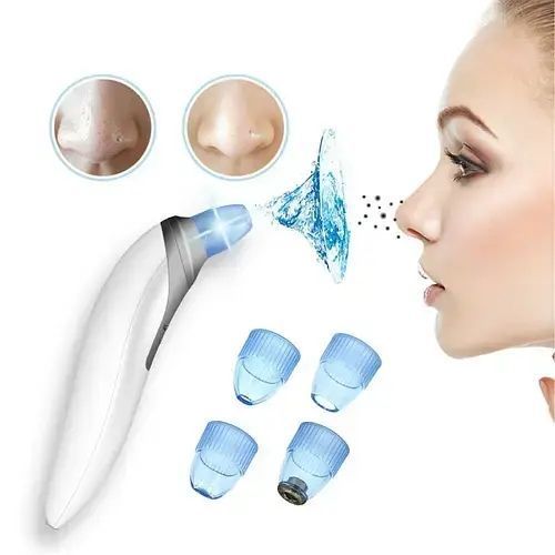 Вакуумный очиститель Derma suction DS Vacuum для профессиональной чистки кожи и пор лица - легкий компактный удобный прибор в использовании + 4 насадки, Белый 00014764 фото