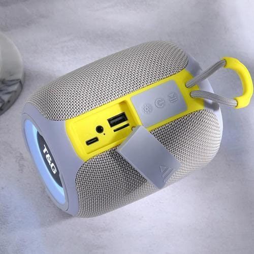 Портативная колонка TG655 5W с RGB подсветкой и ремешком, Громкая блютуз колонка. Цвет: серый 00017236 фото