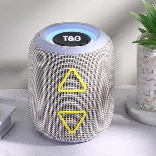 Портативная колонка TG655 5W с RGB подсветкой и ремешком, Громкая блютуз колонка. Цвет: серый 00017236 фото