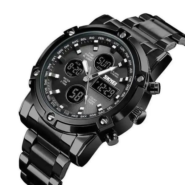 Часы наручные мужские SKMEI 1389BK BLACK, водонепроницаемые мужские часы. Цвет: черный 00022036 фото