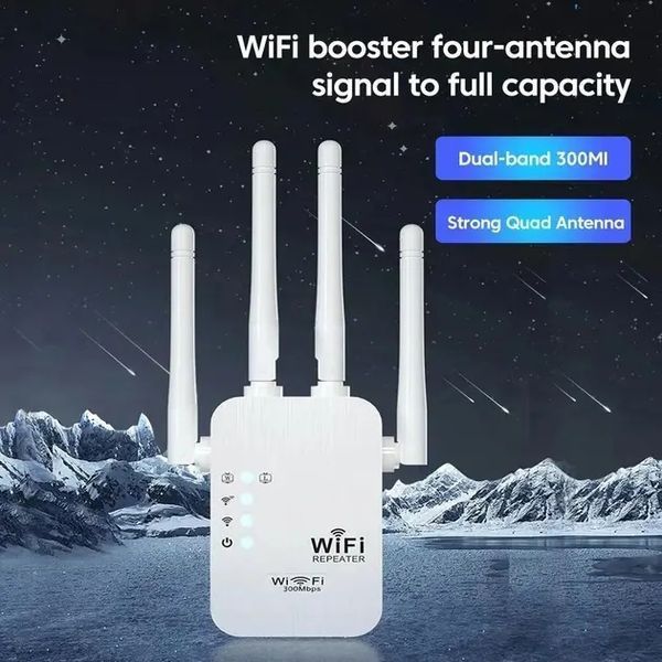 Бездротовий підсилювач, повторювач Wi-Fi, Wi-Fi ретранслятор 2.4G, 4 антени, Wi-Fi підсилювач 00018122 фото