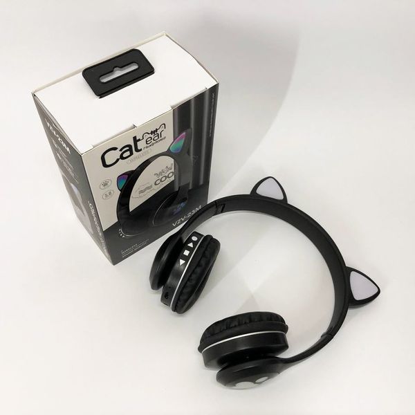 Беспроводные наушники с кошачьими ушками и RGB подсветкой Cat VZV 23M. Цвет: черный 00023807 фото