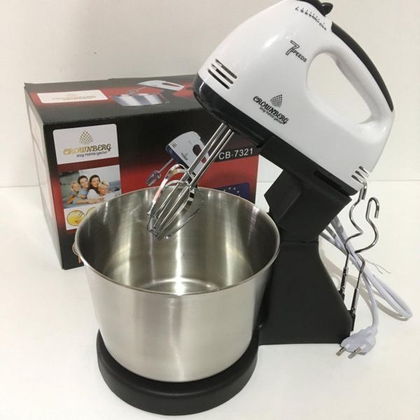 Миксер CROWNBERG CB-7321 с чашей/металл, миксеры с чашей, миксер тестомес для дома, кухонный стационарный 00020217 фото