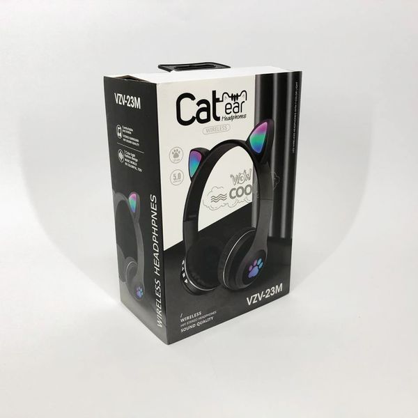 Беспроводные наушники с кошачьими ушками и RGB подсветкой Cat VZV 23M. Цвет: черный 00023807 фото