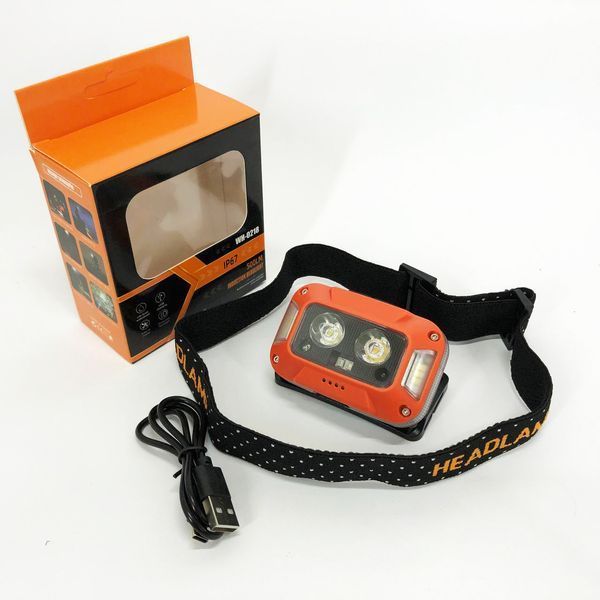 Ліхтар налобний WH-0218-XPG(white+yellow)+SMD(red), Налобний ліхтар для туризму риболовлі та полювання 00023071 фото