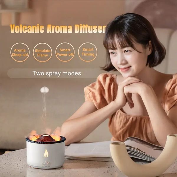 Ароматичний дифузор Volcano Fire Flame, аромотерапія, зволожувач повітря, 2 кольори пульт Jellyfish Mist Flame Volcano Home Appliance Life Store 00018610 фото