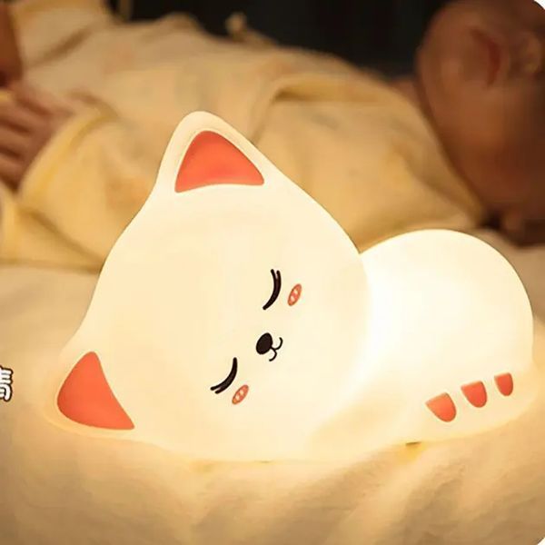 Детский ночник Sleeping cat Светильник аккумуляторный сенсорный 6 режимов свечения 5Вт 00016544 фото