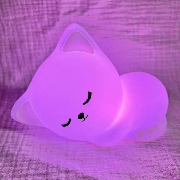 Детский ночник Sleeping cat Светильник аккумуляторный сенсорный 6 режимов свечения 5Вт 00016544 фото