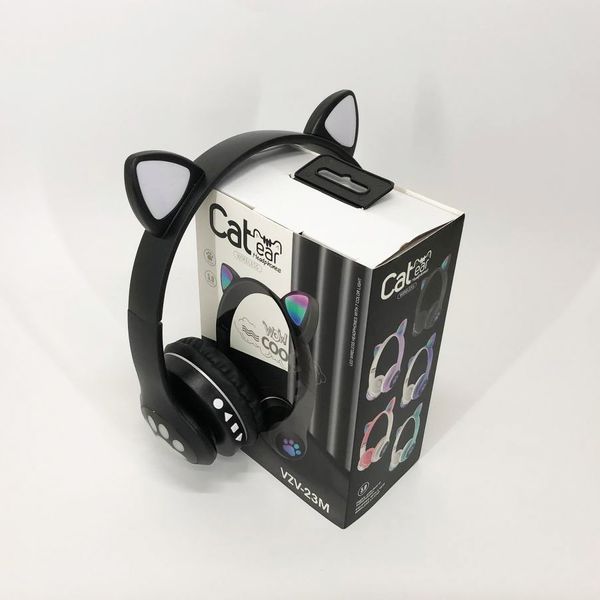 Беспроводные наушники с кошачьими ушками и RGB подсветкой Cat VZV 23M. Цвет: черный 00023807 фото