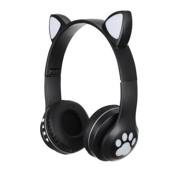 Беспроводные наушники с кошачьими ушками и RGB подсветкой Cat VZV 23M. Цвет: черный 00023807 фото