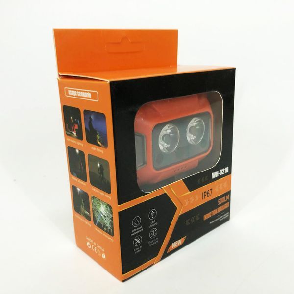 Ліхтар налобний WH-0218-XPG(white+yellow)+SMD(red), Налобний ліхтар для туризму риболовлі та полювання 00023071 фото