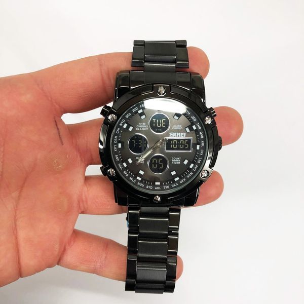 Часы наручные мужские SKMEI 1389BK BLACK, водонепроницаемые мужские часы. Цвет: черный 00022036 фото