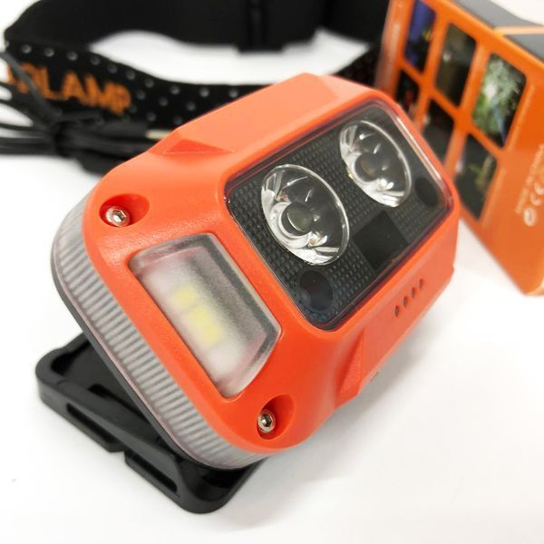 Ліхтар налобний WH-0218-XPG(white+yellow)+SMD(red), Налобний ліхтар для туризму риболовлі та полювання 00023071 фото