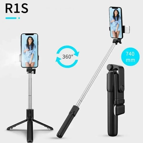 Селф палка, штатив-монопод для телефона с Bluetooth пультом и LED светом Selfie Stick DF-01S AND 5222 (черный) 00023799 фото