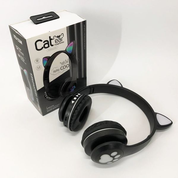Беспроводные наушники с кошачьими ушками и RGB подсветкой Cat VZV 23M. Цвет: черный 00023807 фото