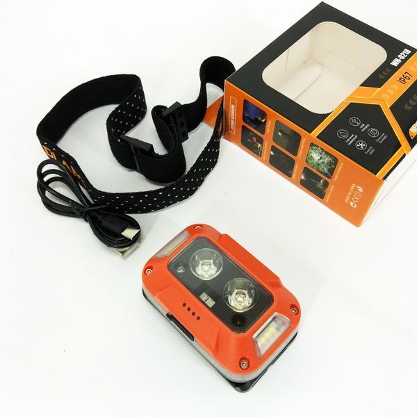 Ліхтар налобний WH-0218-XPG(white+yellow)+SMD(red), Налобний ліхтар для туризму риболовлі та полювання 00023071 фото