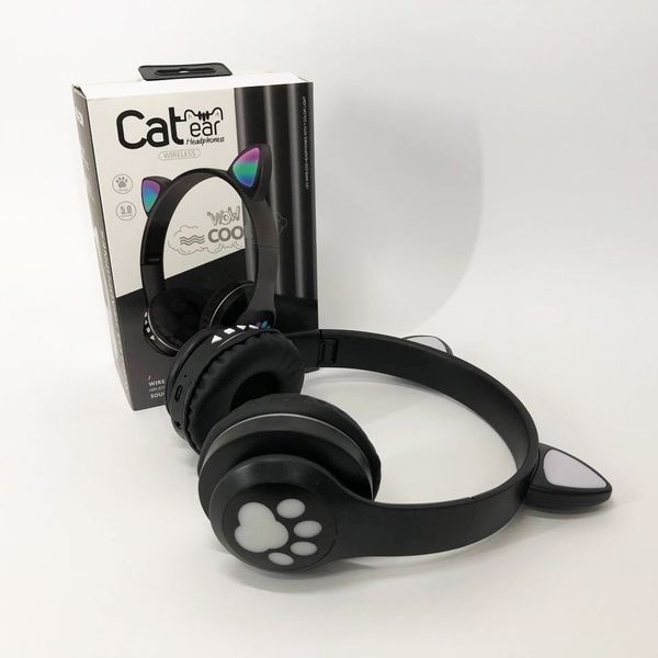 Беспроводные наушники с кошачьими ушками и RGB подсветкой Cat VZV 23M. Цвет: черный 00023807 фото