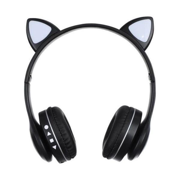 Беспроводные наушники с кошачьими ушками и RGB подсветкой Cat VZV 23M. Цвет: черный 00023807 фото