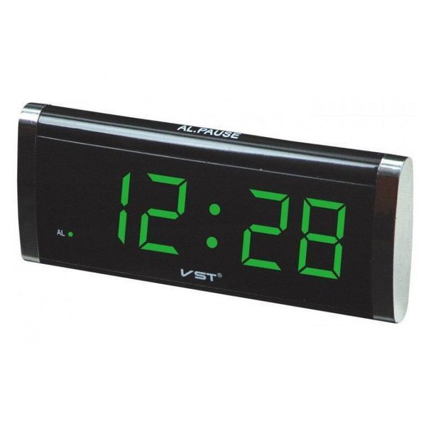 Электронные Часы VST-730-4 green, цифровые настольные сетевые часы, led alarm clock с будильником 00012596 фото