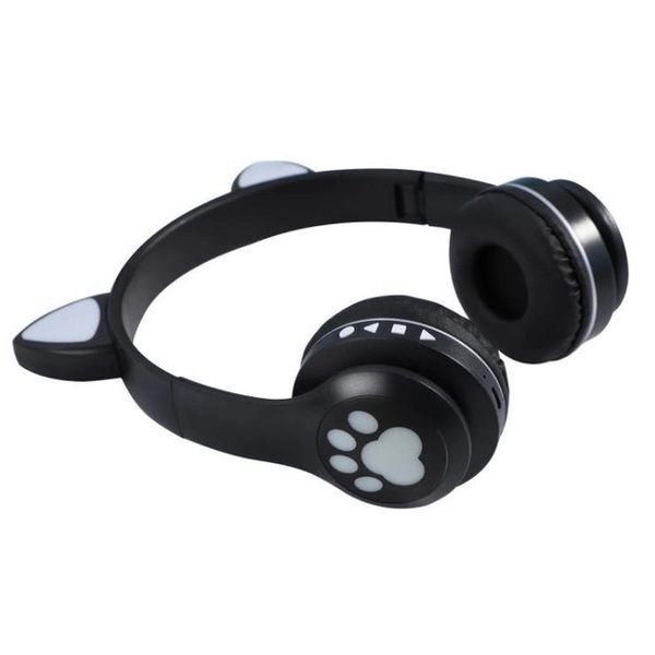 Беспроводные наушники с кошачьими ушками и RGB подсветкой Cat VZV 23M. Цвет: черный 00023807 фото