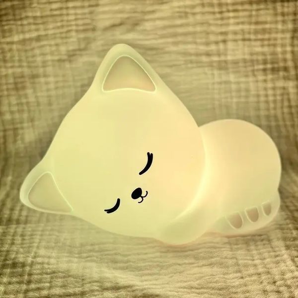 Детский ночник Sleeping cat Светильник аккумуляторный сенсорный 6 режимов свечения 5Вт 00016544 фото