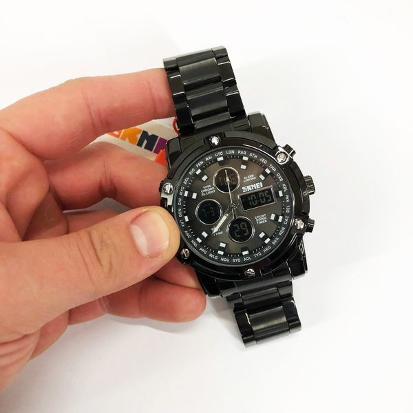 Часы наручные мужские SKMEI 1389BK BLACK, водонепроницаемые мужские часы. Цвет: черный 00022036 фото