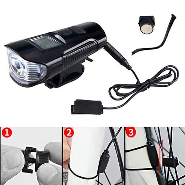 Велофара с компьютером и сигналом Waterproof XA-585-T6+2LED с выносной кнопкой, Фара велофара 00016738 фото